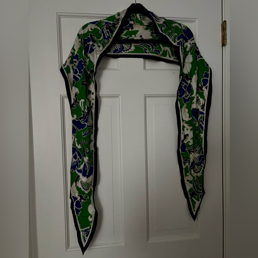 Floral Green and Blue Scarf